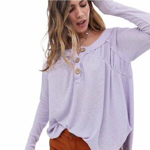Free People Waffle Knit Blouse